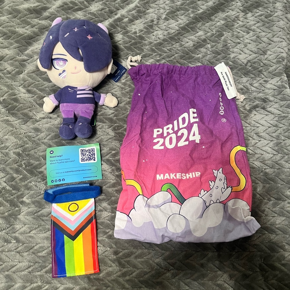 BNWT Makeship Boyfriends Ace Goth Plush 2024 Rare Limited Edition w/ Cape & Bag